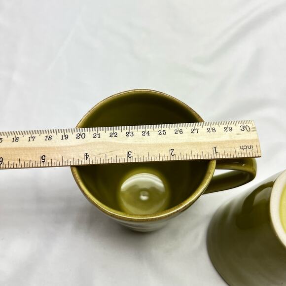 Crate & Barrel Portugal Rustic Ceramic Coffee Cups Sage Green (2) - Picture 6 of 7